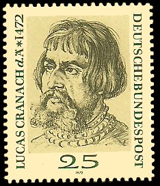 25 Pf Briefmarke: 500. Geburtstag Lucas Cranach