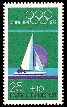 25 + 10 Pf Briefmarke: Olympische Spiele 1972 in München