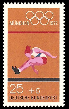 25 + 5 Pf Briefmarke: Olympische Spiele 1972 in München