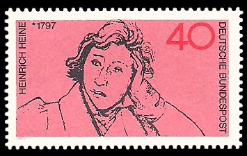 40 Pf Briefmarke: 175. Geburtstag Heinrich Heine 40 Pf Briefmarke: 175. Geburtstag Heinrich Heine