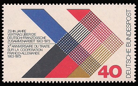 40 Pf Briefmarke: 10 Jahre Vertrag über die deutsch-französische Zusammenarbeit