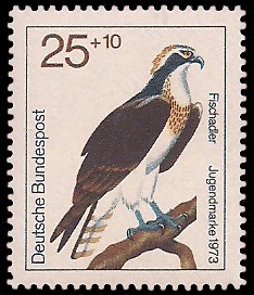 25 + 10 Pf Briefmarke: Jugendmarke 1973, Greifvögel