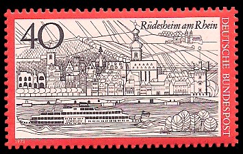 40 Pf Briefmarke: Rüdesheim am Rhein 40 Pf Briefmarke: Rüdesheim am Rhein
