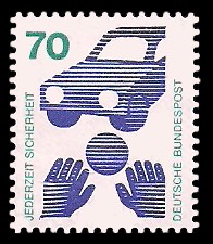 70 Pf Briefmarke: Jederzeit Sicherheit 70 Pf Briefmarke: Jederzeit Sicherheit