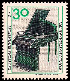 30 + 15 Pf Briefmarke: Wohlfahrtsmarke 1973, Musikinstrumente 30 + 15 Pf Briefmarke: Wohlfahrtsmarke 1973, Musikinstrumente