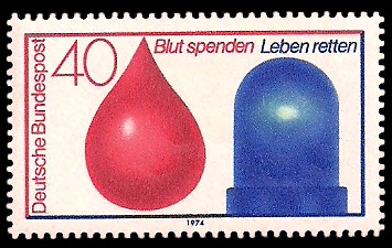 40 Pf Briefmarke: Blut spenden Leben retten