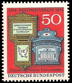 50 Pf Briefmarke: 100 Jahre Weltpostverein