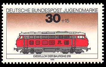 30 + 15 Pf Briefmarke: Jugendmarke 1975, Eisenbahn 30 + 15 Pf Briefmarke: Jugendmarke 1975, Eisenbahn