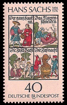 40 Pf Briefmarke: 400. Todestag Hans Sachs
