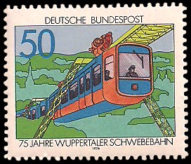 50 Pf Briefmarke: 75 Jahre Wuppertaler Schwebebahn