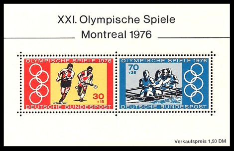 1,50 DM Briefmarke: Block: XXI.Olympische Spiele Montreal 1976 1,50 DM Briefmarke: Block: XXI.Olympische Spiele Montreal 1976