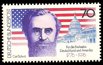 70 Pf Briefmarke: Carl Schurz / 200 Jahre Unabhängigkeit der USA 70 Pf Briefmarke: Carl Schurz / 200 Jahre Unabhängigkeit der USA