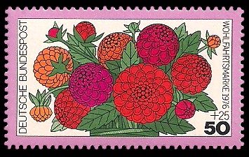 50 + 25 Pf Briefmarke: Wohlfahrtsmarke 1976, Gartenblumen