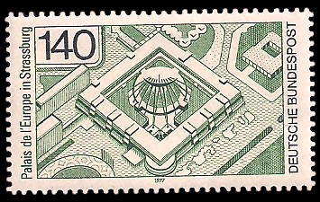 140 Pf Briefmarke: Palais de l’Europe in Strassburg