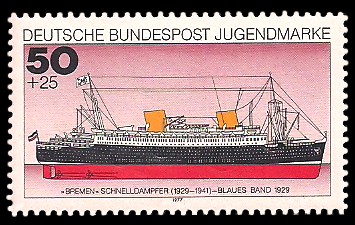 50 + 25 Pf Briefmarke: Jugendmarke 1977, Schiffe 50 + 25 Pf Briefmarke: Jugendmarke 1977, Schiffe