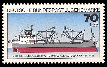 70 + 35 Pf Briefmarke: Jugendmarke 1977, Schiffe