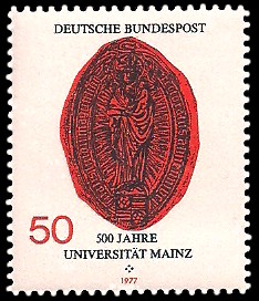 50 Pf Briefmarke: 500 Jahre Universität Mainz 50 Pf Briefmarke: 500 Jahre Universität Mainz
