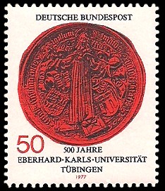 50 Pf Briefmarke: 500 Jahre Eberhard-Karls-Universität Tübingen