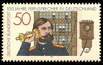 50 Pf Briefmarke: 100 Jahre Fernsprecher in Deutschland 50 Pf Briefmarke: 100 Jahre Fernsprecher in Deutschland