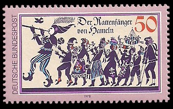 50 Pf Briefmarke: Rattenfänger von Hameln 50 Pf Briefmarke: Rattenfänger von Hameln