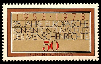 50 Pf Briefmarke: 25 Jahre Europäische Konvention zum Schutz der Menschenrechte