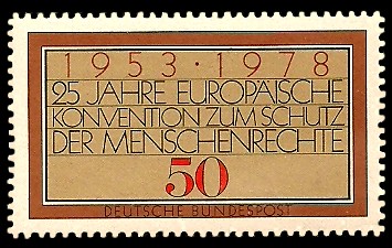 50 Pf Briefmarke: 25 Jahre Europäische Konvention zum Schutz der Menschenrechte 50 Pf Briefmarke: 25 Jahre Europäische Konvention zum Schutz der Menschenrechte