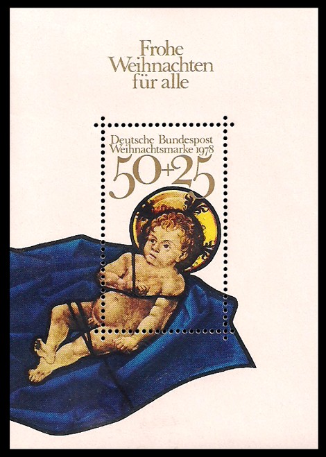 Briefmarke: Block mit Weihnachtsmarke 1978 Briefmarke: Block mit Weihnachtsmarke 1978