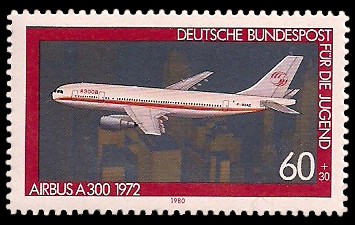 60 + 30 Pf Briefmarke: Für die Jugend, Flugzeuge