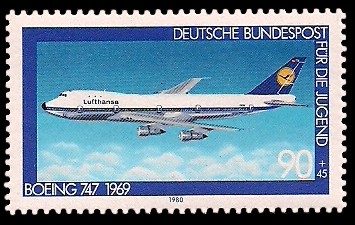 90 + 45 Pf Briefmarke: Für die Jugend, Flugzeuge 90 + 45 Pf Briefmarke: Für die Jugend, Flugzeuge
