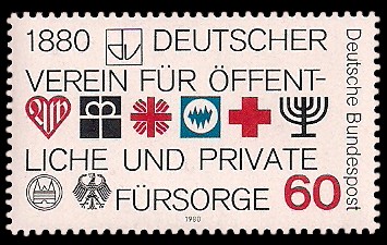60 Pf Briefmarke: 100 Jahre Deutscher Verein für öffentliche und private Fürsorge 60 Pf Briefmarke: 100 Jahre Deutscher Verein für öffentliche und private Fürsorge