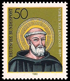 50 Pf Briefmarke: Benedikt von Nursia