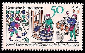 50 Pf Briefmarke: Zwei Jahrtausende Weinbau in Mitteleuropa