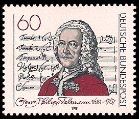60 Pf Briefmarke: 300. Geburtstag Georg Philipp Telemann 60 Pf Briefmarke: 300. Geburtstag Georg Philipp Telemann