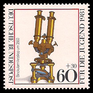 60 + 30 Pf Briefmarke: Für die Jugend, Optische Instrumente