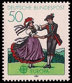 50 Pf Briefmarke: Europamarke 1981, Folklore