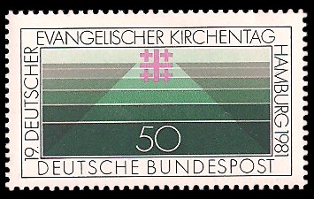 50 Pf Briefmarke: 19. Deutscher Evangelischer Kirchentag in Hamburg 50 Pf Briefmarke: 19. Deutscher Evangelischer Kirchentag in Hamburg