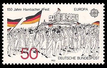 50 Pf Briefmarke: Europamarke 1982, 150 Jahre Hambacher Fest 50 Pf Briefmarke: Europamarke 1982, 150 Jahre Hambacher Fest