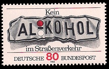 80 Pf Briefmarke: kein Alkohol im Straßenverkehr