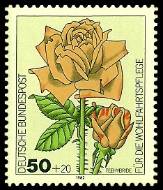 50 + 20 Pf Briefmarke: Für die Wohlfahrtspflege 1982, Rosen