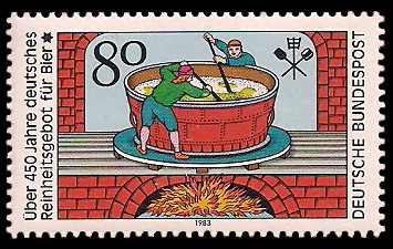 80 Pf Briefmarke: Über 450 Jahre deutsches Reinheitsgebot für Bier 80 Pf Briefmarke: Über 450 Jahre deutsches Reinheitsgebot für Bier