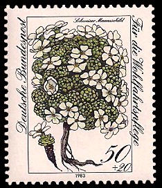 50 + 20 Pf Briefmarke: Für die Wohlfahrtspflege 1983, Alpenblumen