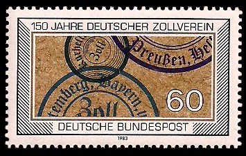 60 Pf Briefmarke: 150 Jahre Deutscher Zollverein 60 Pf Briefmarke: 150 Jahre Deutscher Zollverein
