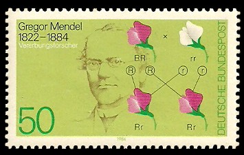 50 Pf Briefmarke: 100. Todestag Gregor Mendel 50 Pf Briefmarke: 100. Todestag Gregor Mendel