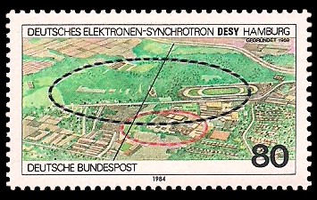80 Pf Briefmarke: 25 Jahre Deutsches Elektronen-Synchrotron DESY