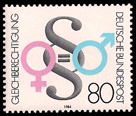 80 Pf Briefmarke: Gleichberechtigung