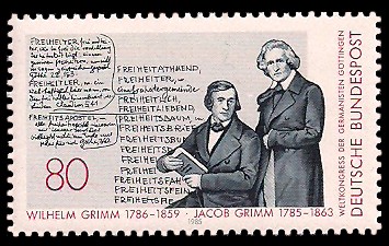 80 Pf Briefmarke: Weltkongress der Germanisten, Gebrüder Grimm