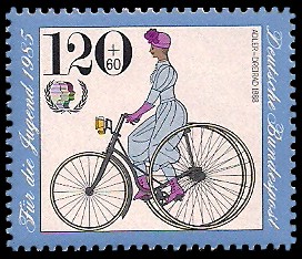 120 + 60 Pf Briefmarke: Für die Jugend, Fahrräder 120 + 60 Pf Briefmarke: Für die Jugend, Fahrräder