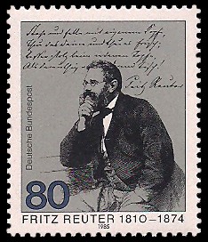 80 Pf Briefmarke: 175. Geburtstag Fritz Reuter