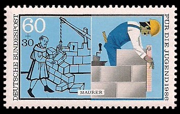 60 + 30 Pf Briefmarke: Für die Jugend 1986, Handwerker