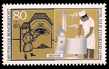 80 + 40 Pf Briefmarke: Für die Jugend 1986, Handwerker